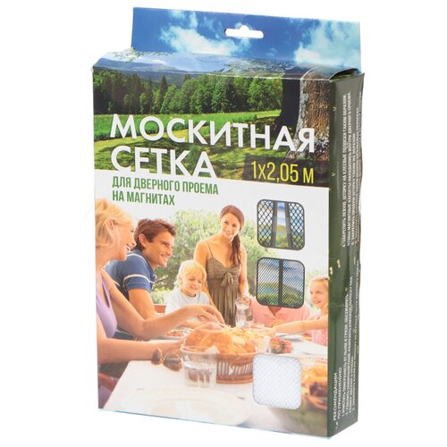 Сетка москитная для двери, 1х2.05 м, на магнитах, липучка, бел, коробка