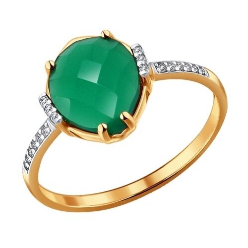 фото Золотое кольцо sokolov 714046 с фианитом и агатом diamant-online