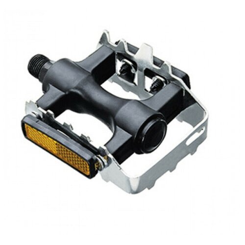 фото Педали 00-170380 пластиковые с алюминиевые ободом, с отражателями серебристый-черные noname