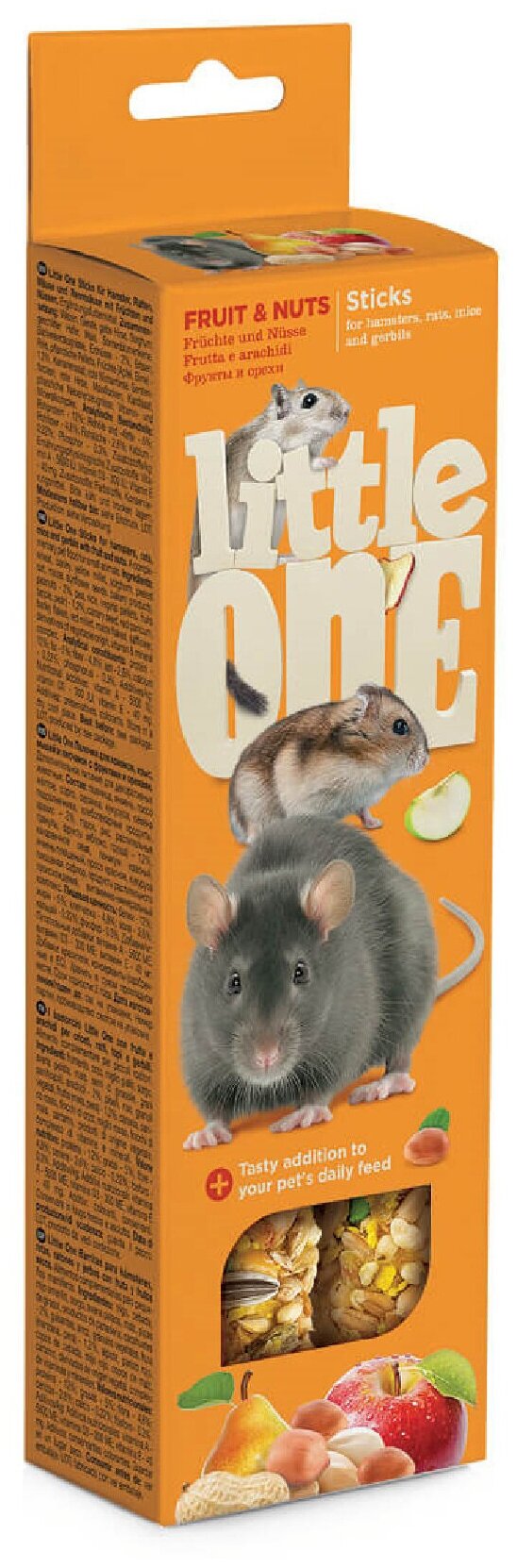 Лакомство для грызунов Little One / Литтл Ван Зерновая палочка с фруктами и орехами, для хомяков, крыс и песчанок, в упаковке 2шт. / корм для животных