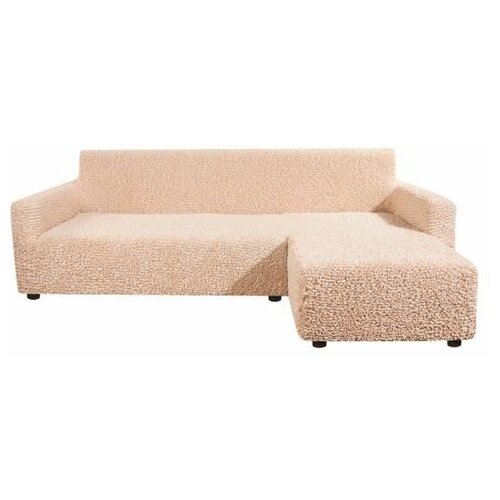 фото Чехол для мебели: чехол на угловой диван с правым выступом микрофибра ваниль еврочехол