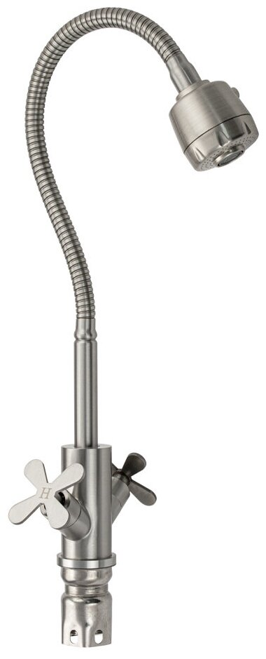 BRIMIX 9315 Смеситель кухонный металокерамика, гибкий излив, из нержавеющей стали марка 304, серии стандарт