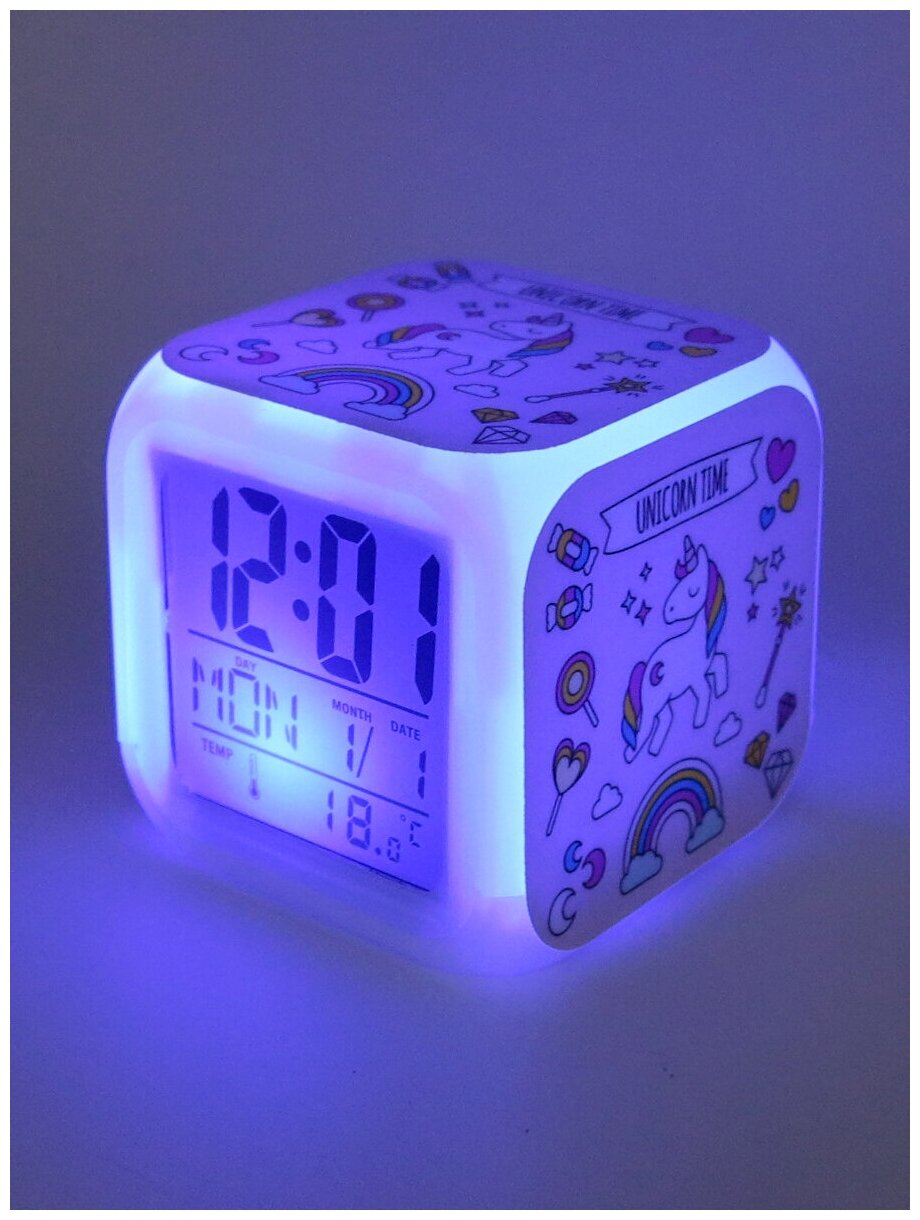 Часы-будильник Единорог с подсветкой №20 - фотография № 6