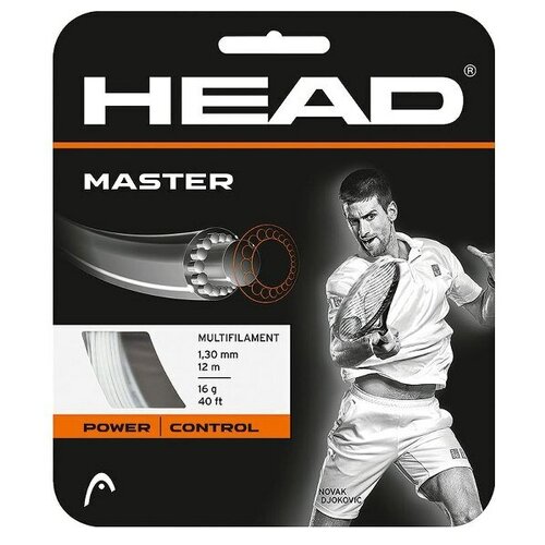 Струна для тенниса HEAD 12m Master White 281023-WH, 1.30 струна для тенниса head 12m lynx tour ivory 281790 cp 1 30