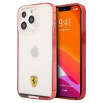 Чехол Ferrari Italia stripe Hard Transparent для iPhone 13 Pro, красная рамка - изображение