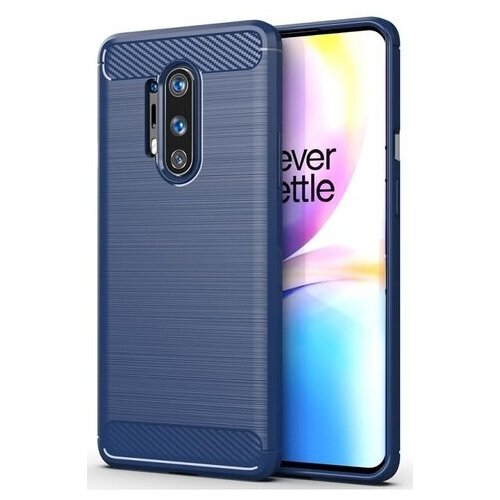 фото Темно-синий защитный чехол на oneplus 8 pro, серии carbon (карбон дизайн) от caseport