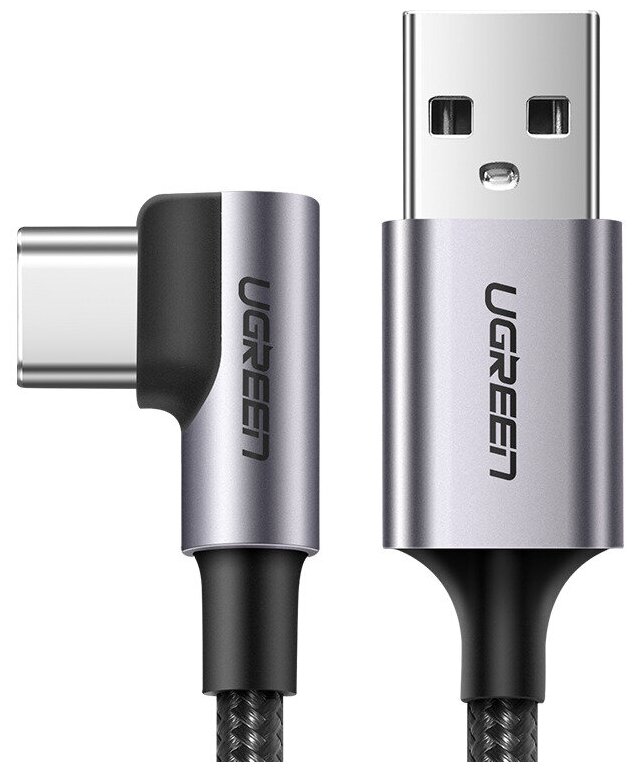 Угловой кабель Ugreen USB A - USB C, цвет серый космос, 1 м (50941)