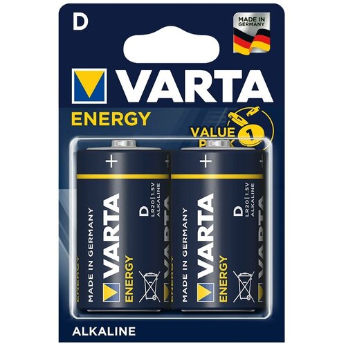 Батарейки Varta ENERGY LR20 D BL2 Alkaline 1.5V (4120) (2/20/100) (2 шт.)