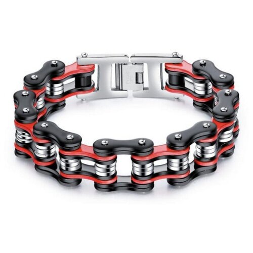 фото Браслет широкая мотоцепь черно-красный 2beman