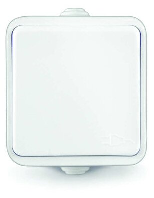 фото Розетка 1-м ОП Клио 16А с защ. крышкой с заземл. IP44 бел. UNIVersal К2229, 1шт