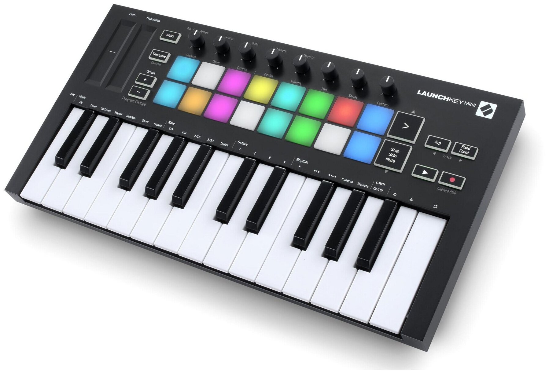 Novation Launchkey 25 MK3 миди-клавиатура, 25 клавиш, Pitch/Mod контроллеры, полноцветные пэды, питание от USB