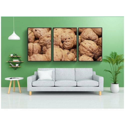 фото Набор модулных постеров для интерьера "грецкие орехи, орехи, орех" 60x90 см. в тубусе, без рамки lotsprints