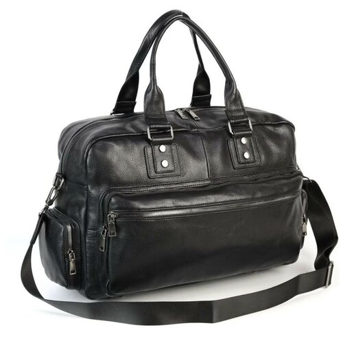 фото Мужская кожаная спортивная-дорожная сумка 5882 блек (127065) fuzi house