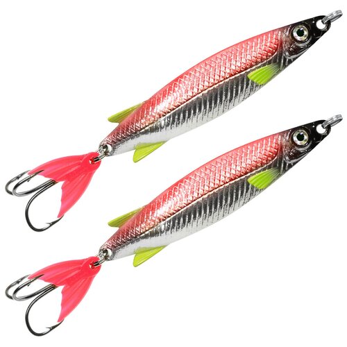 фото Блесна aqua тобик 24,0g, набор 2шт, цвет 03 (серебро, красный металлик)