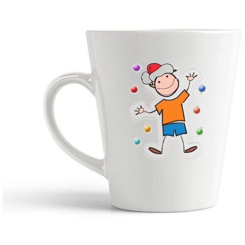 фото Кружка-латте coolpodarok новый год. рисунок мальчик на снегу2