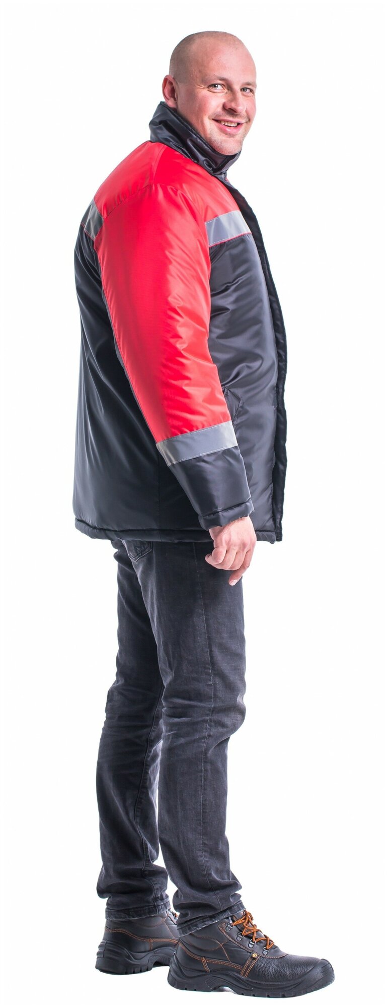 Куртка утепленная "Гастарбайтер" черная с красной. Размер:120-124. Рост:170-176