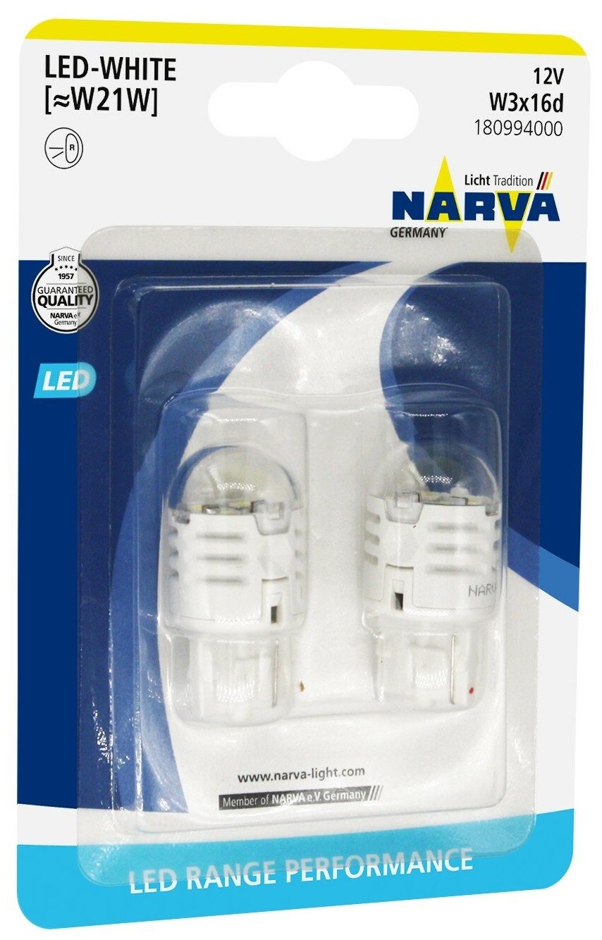 Лампы Led W21 White (Блистер 2шт) Narva арт. 180994000