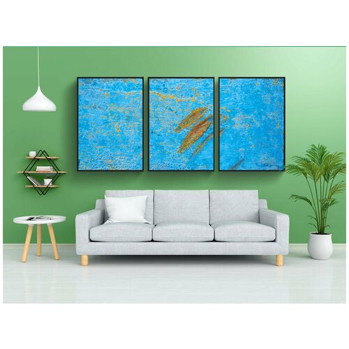 фото Набор модулных постеров для интерьера "дерево, деревянный, синий" 60x90 см. в тубусе, без рамки lotsprints