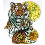 Большой деревянный фигурный пазл тигры 132 детали 30х26см для детей и взрослых - изображение