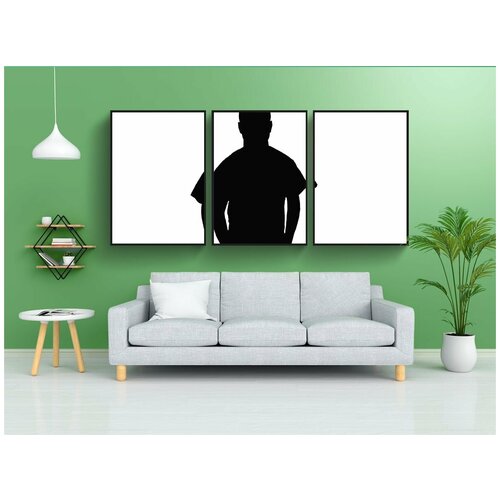 фото Набор модулных постеров для интерьера "силуэт, черный, мальчик" 60x90 см. в тубусе, без рамки lotsprints