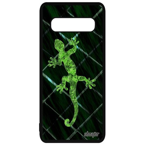 фото Противоударный чехол на смартфон // samsung galaxy s10 // "саламандра" тритон змей, utaupia, темно-зеленый