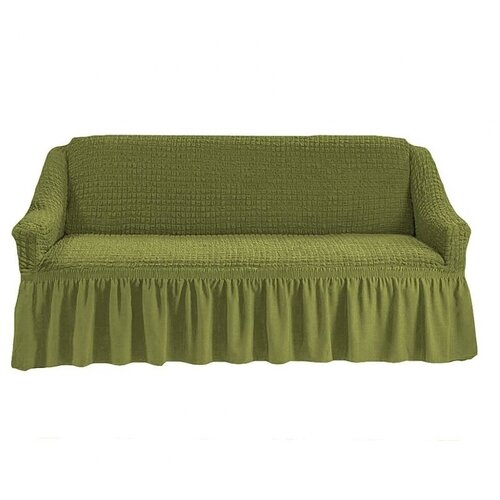 фото Чехол на трехместный диван с оборкой (юбкой) фисташковый venera