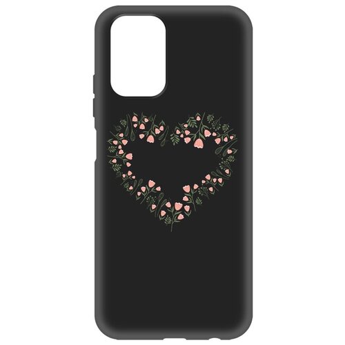 Чехол-накладка Krutoff Soft Case Женский день - Цветочное сердце для Xiaomi Redmi Note 10/10s черный