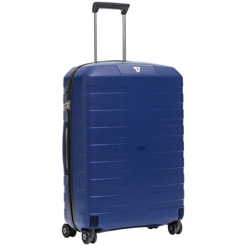 Чемодан RONCATO Box, 80 л, размер M, синий, черный чемодан roncato box 118 л размер l черный