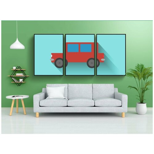 фото Набор модулных постеров для интерьера "машина, плоский, икона" 60x90 см. в тубусе, без рамки lotsprints