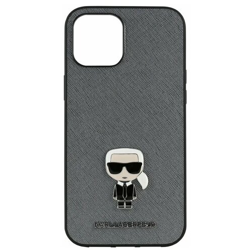 Чехол CG Mobile Karl Lagerfeld PU Saffiano Ikonik Karl (metal) Hard для iPhone 12 Pro Max, цвет Серебристый (KLHCP12LIKMSSL)