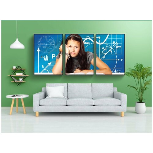 фото Набор модулных постеров для интерьера "школа, скучающий, девочка" 60x90 см. в тубусе, без рамки lotsprints
