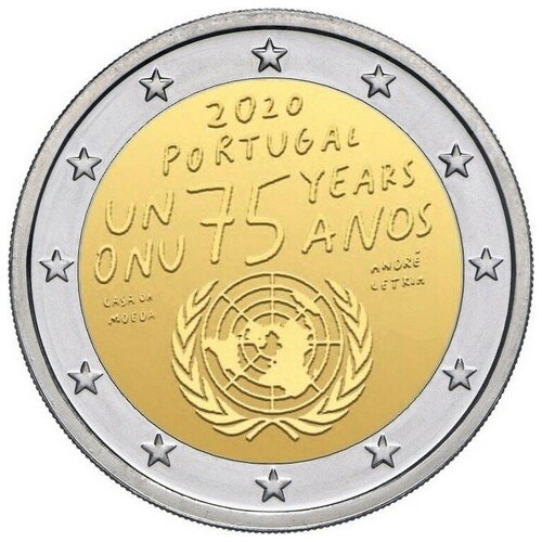 Португалия 2 евро 2020 ООН 75 лет