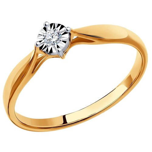 Кольцо помолвочное SOKOLOV, комбинированное золото, 585 проба, бриллиант, размер 18.5, бесцветный эстет кольцо с 1 бриллиантом из комбинированного золота 750 пробы 01о680056 размер 19