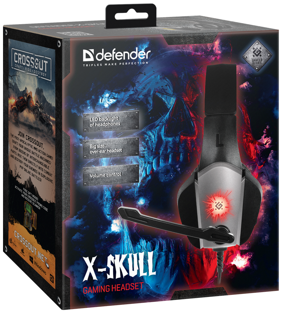 Гарнитура игровая DEFENDER X-Skull, черный [64585] - фото №13