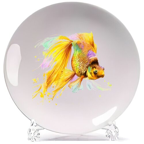 фото Тарелка coolpodarok краски. золотая рыбка