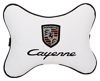 Автомобильная подушка на подголовник экокожа Milk c логотипом автомобиля PORSCHE Cayenne