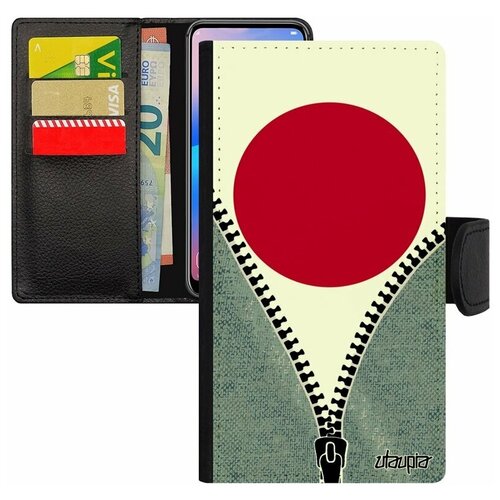 фото Чехол-книжка на телефон apple iphone 8 plus, "флаг японии на молнии" патриот туризм utaupia