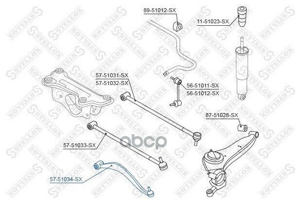 57-51034-Sx_рычаг Задней Подвески Нижний Правый! Hyundai Santa Fe 00> Stellox арт. 5751034SX