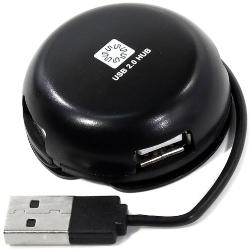 Концентратор 5bites HB24-200BK 4 порта USB2.0, черный разветвитель usb 5bites hb24 207bk хаб концентратор 4 порта usb2 0 кабель 0 6м чёрный