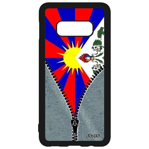 фото Красивый чехол на телефон // samsung galaxy s10e // "флаг тибета на молнии" государственный туризм, utaupia, серый