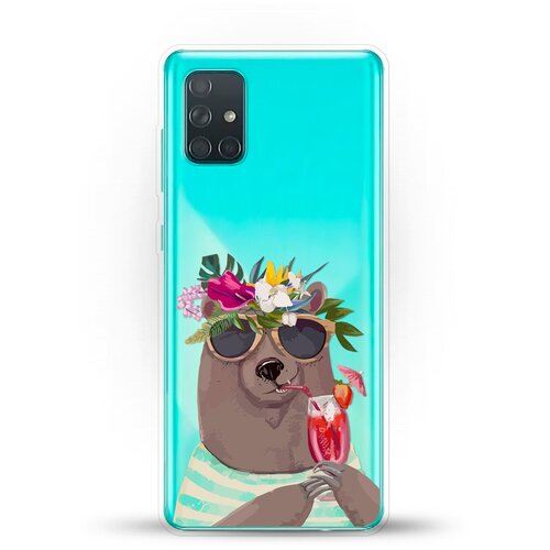 фото Силиконовый чехол медведь с коктейлем на samsung galaxy a71 andy & paul