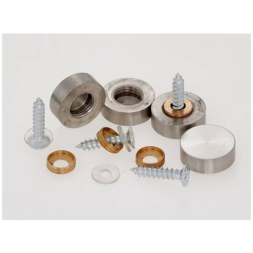 Декоративные колпачки с плоской шляпкой, диаметр 12 мм, хром матовый АВ01 (набор 8 шт)