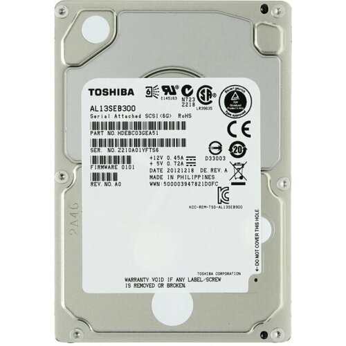Жесткий диск Toshiba AL13SEB300 300Gb SAS 25 HDD 869000₽