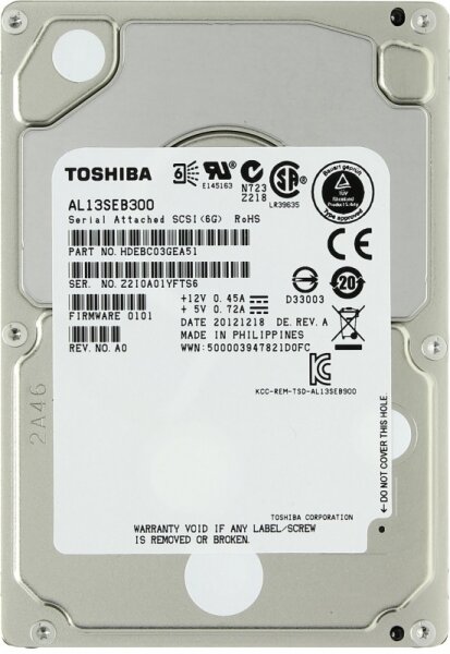 Жесткий диск Toshiba AL13SEB300 300Gb SAS 2,5" HDD