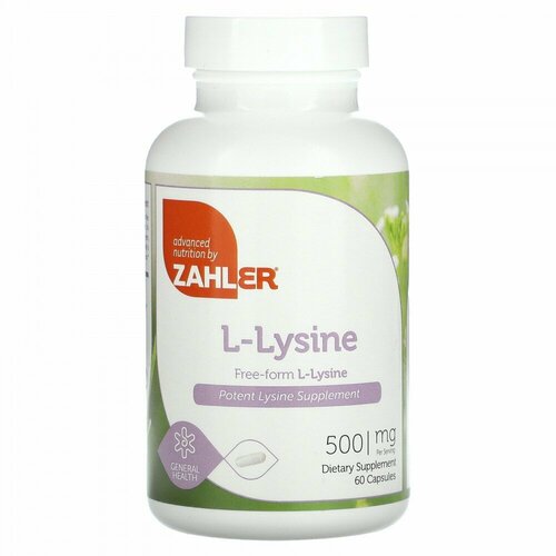 Zahler, L-Lysine, Free Form, 500 mg, 60 Capsules