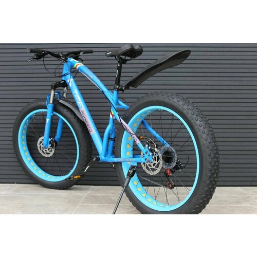 Велосипед Фэтбайк Fatbike на спицах Richiesto ТТ034 21s 26 Стальная рама Взрослый Унисекс Мужской Женский Подростковый синий с белым 2588500₽