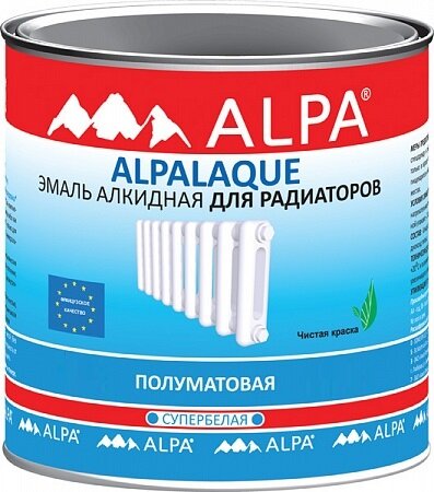 Эмаль для Радиаторов Alpa Alpalaque 0.5л Белая, Полуматовая, Алкидная / Альпа Альпалак.