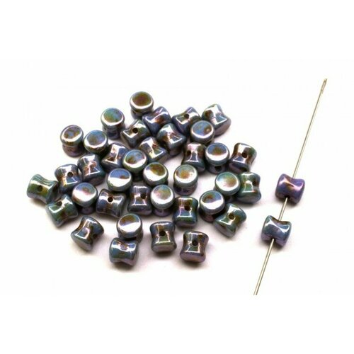 Бусины Pellet beads 6х4мм, отверстие 0,5мм, цвет 03000/65431 голубой, непрозрачный пикассо, 732-026, 10г (около 60шт) бусины pellet beads 6х4мм отверстие 0 5мм цвет 01890 красный матовый металлик 732 013 10г около 60шт