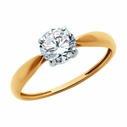 фото Кольцо, золото, 585 проба, фианит, размер 18.5 diamant-online