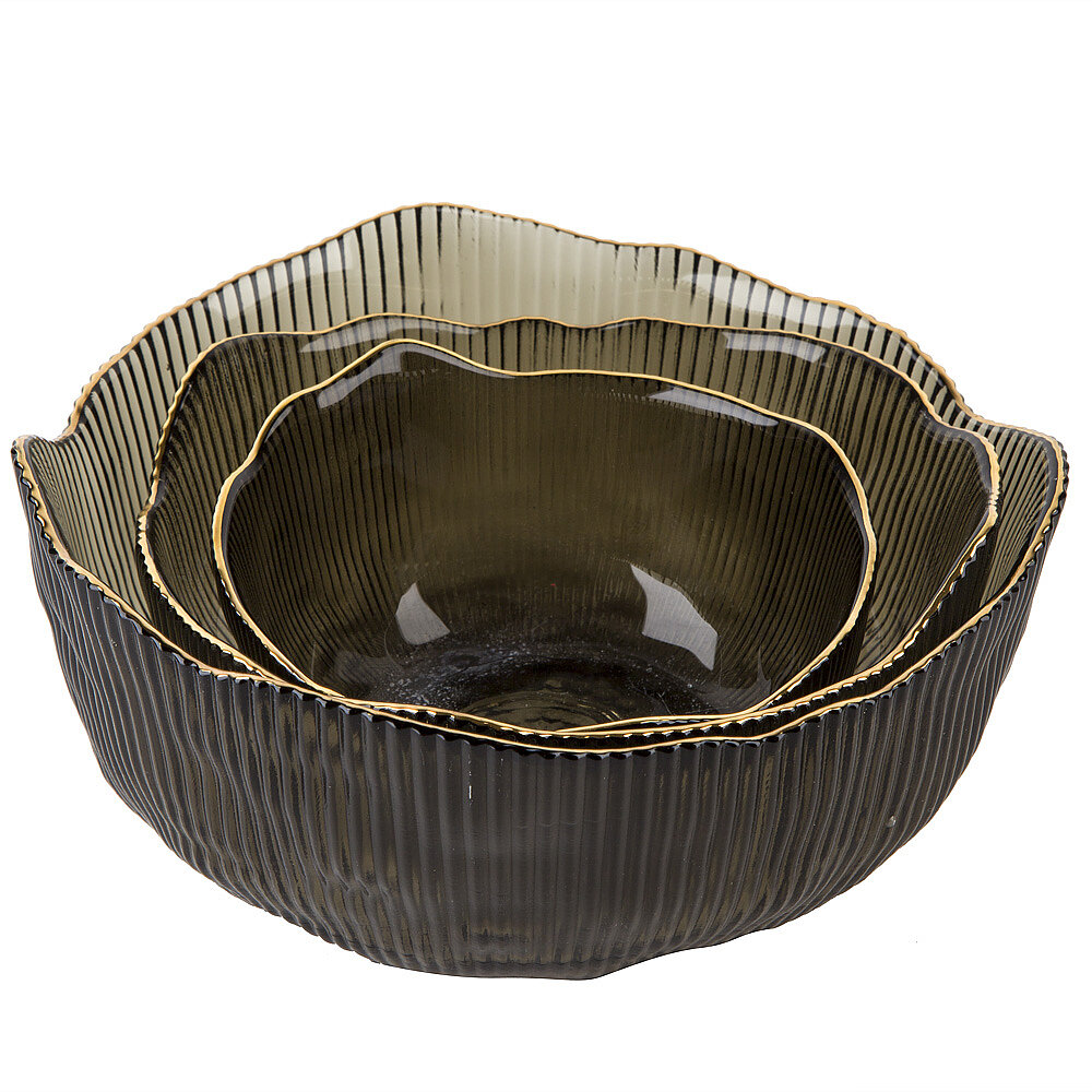 Набор салатников 3 шт "Frost strip" d=12,5/15,5/19см, объем 350/700/1300мл, Nouvelle, стекло — фото 1